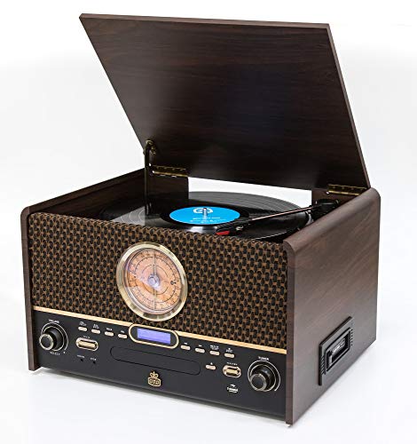GPO Chesterton DAB+ Retro Musiksystem- Vinyl-, CD- und Kassettenspieler, USB, UKW/DAB-Radio, AUX-Eingang, Lautsprecher von GPO
