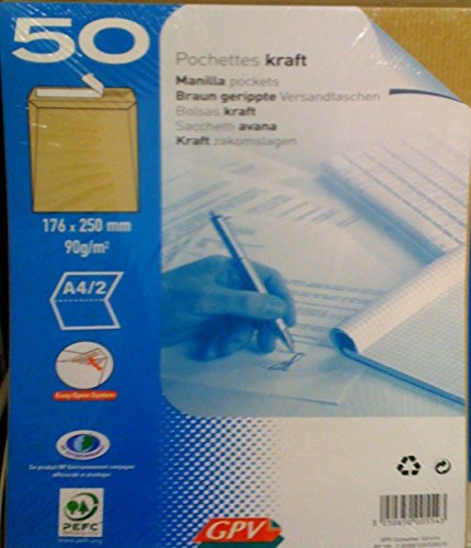 Kraftpapier braun B5 176 x 250 85 g/m² Schutzstreifen 10 Stück von GPV Everyday
