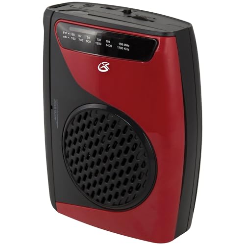 GPX CAS337 Tragbarer Kassettenspieler mit AM/FM-Radio/Sprachaufzeichnung (Rot/Schwarz) von GPX
