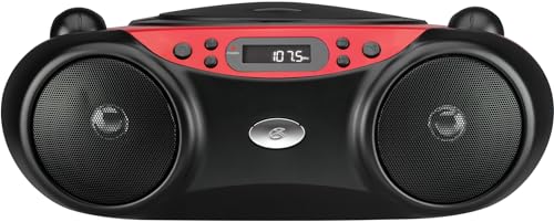 GPX bc232r Tragbarer CD Player schwarz, rot CD-Player – CD-Player (FM, Teleskop, LCD, Weiß, DIGITAL, 3,5 mm) von GPX