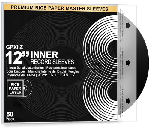 GPXIIZ Schallplatten Innenhüllen 12 Zoll, 50 Stück Lp Schutzhüllen, Master Schallplatten Hüllen aus 3-Lagige HDPE+Reispapier, Antistatisch Vinyl Hüllen aus Reispapier, für 12" Vinyl Inner Sleeves GPXIIZ Schallplatten Innenhüllen 12 Zoll, 50 Stück Lp Schutzhüllen, Master Schallplatten Hüllen aus 3-Lagige HDPE+Reispapier, Antistatisch Vinyl Hüllen aus Reispapier, für 12" Vinyl Inner Sleeves von GPXIIZ