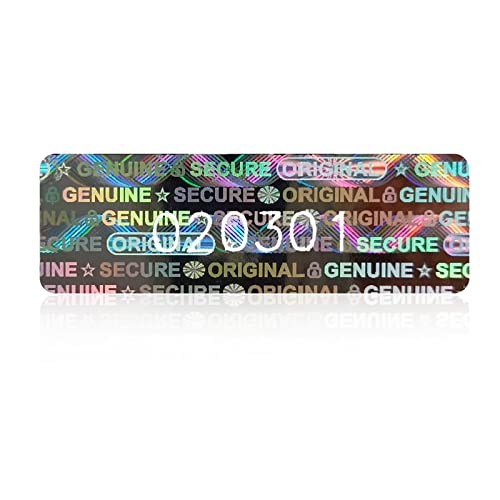 200 Hologramm-Aufkleber, manipulationssichere Aufkleber, Garantiestempel mit Seriennummer, 30 x 10 mm (Silber) von GQYHLABO