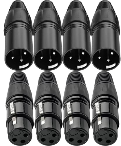 GQunit 8 x 3-polige XLR-Lötverbinder, 4 männliche und 4 weibliche XLR-Mikrofonschlangenstecker, Lötverbinder, Mikrofon-Audio-Buchse für hohe Leitfähigkeit und extrem geräuscharm GQunit 8 x 3-polige XLR-Lötverbinder, 4 männliche und 4 weibliche XLR-Mikrofonschlangenstecker, Lötverbinder, Mikrofon-Audio-Buchse für hohe Leitfähigkeit und extrem geräuscharm von GQunit