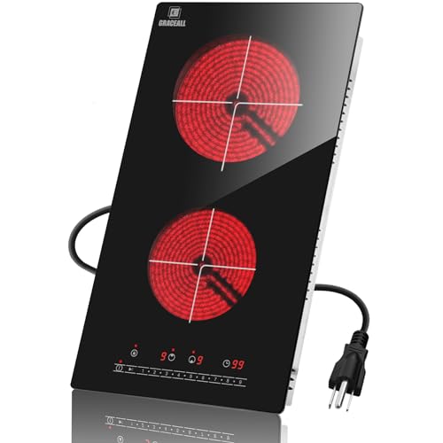 GRACEALL 2000 W Elektroherd mit 2 Brennern und 12 Zoll Infrarot-Kochplatte zum Kochen von GRACEALL