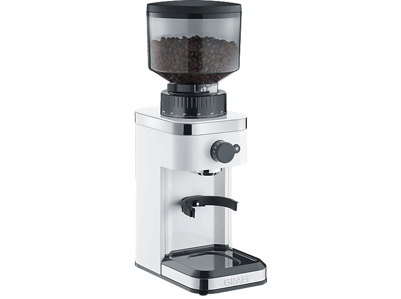 GRAEF CM 501 Kaffeemühle Weiß 135 Watt, Edelstahl-Kegelmahlwerk von GRAEF