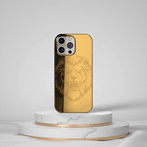 Vergoldet entworfen für iPhone Hülle - Anti-Kratzer Stoßfest Schutzhülle Handyhülle - Sleek Premium Touch - Stilvoll und Luxus - iPhone 13, 14 Pro und Pro Max (14 Pro, Löwe) von GRAND GOLD