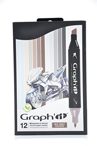 Graph'it Marker auf Alkoholbasis, 12er-Set, 2 Spitzen Mix Greys colors Graph'it Marker auf Alkoholbasis, 12er-Set, 2 Spitzen Mix Greys colors von GRAPH'IT