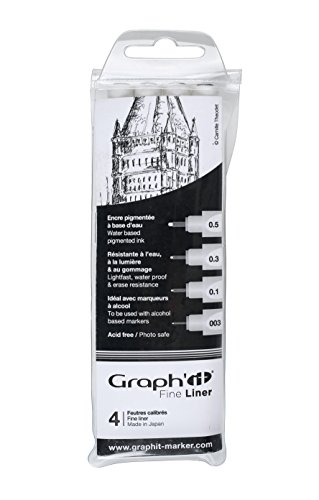 Graph'it Zeichenstifte, Filzstifte/Pinselstifte, schwarz, 4 Stück von GRAPH'IT