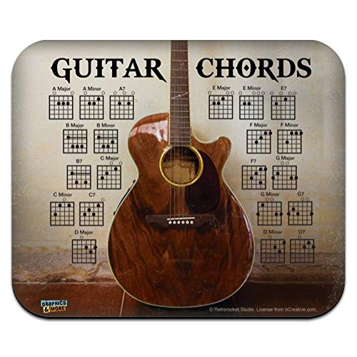 Mauspad mit Gitarrenakkorden und Musik, flaches Profil, dünnes Gummi Mauspad mit Gitarrenakkorden und Musik, flaches Profil, dünnes Gummi von GRAPHICS & MORE