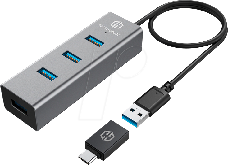 GG 18027 - USB 3.0 4-Port Hub, 4x A, Aluminium von GRAUGEAR