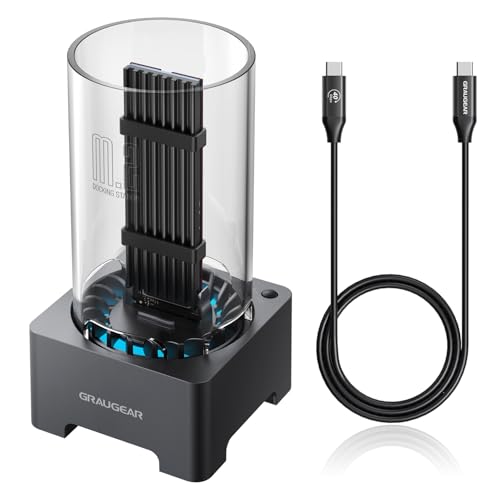 GRAUGEAR 40Gbps M.2 NVMe SSD Dockingstation, USB 4.0 Dock mit Lüfter, UASP Trim Unterstützung, kompatibel mit Thunderbolt 4/3, ASM2464PD Chip, (40Gbps Dock) von GRAUGEAR