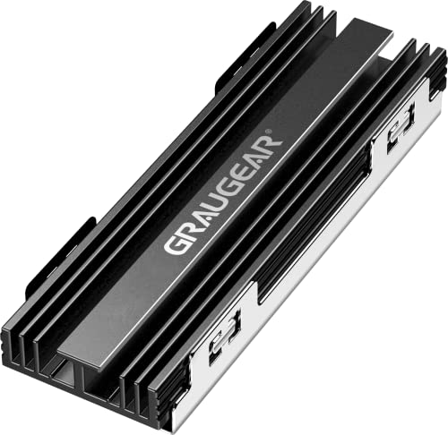 GRAUGEAR Aluminium Kühlkörper Kit für M.2 NVMe SSD 2280 - Optimal für Playstation5, PS5 Slim & PC, Inkl. 2 Wärmeleitpads von GRAUGEAR