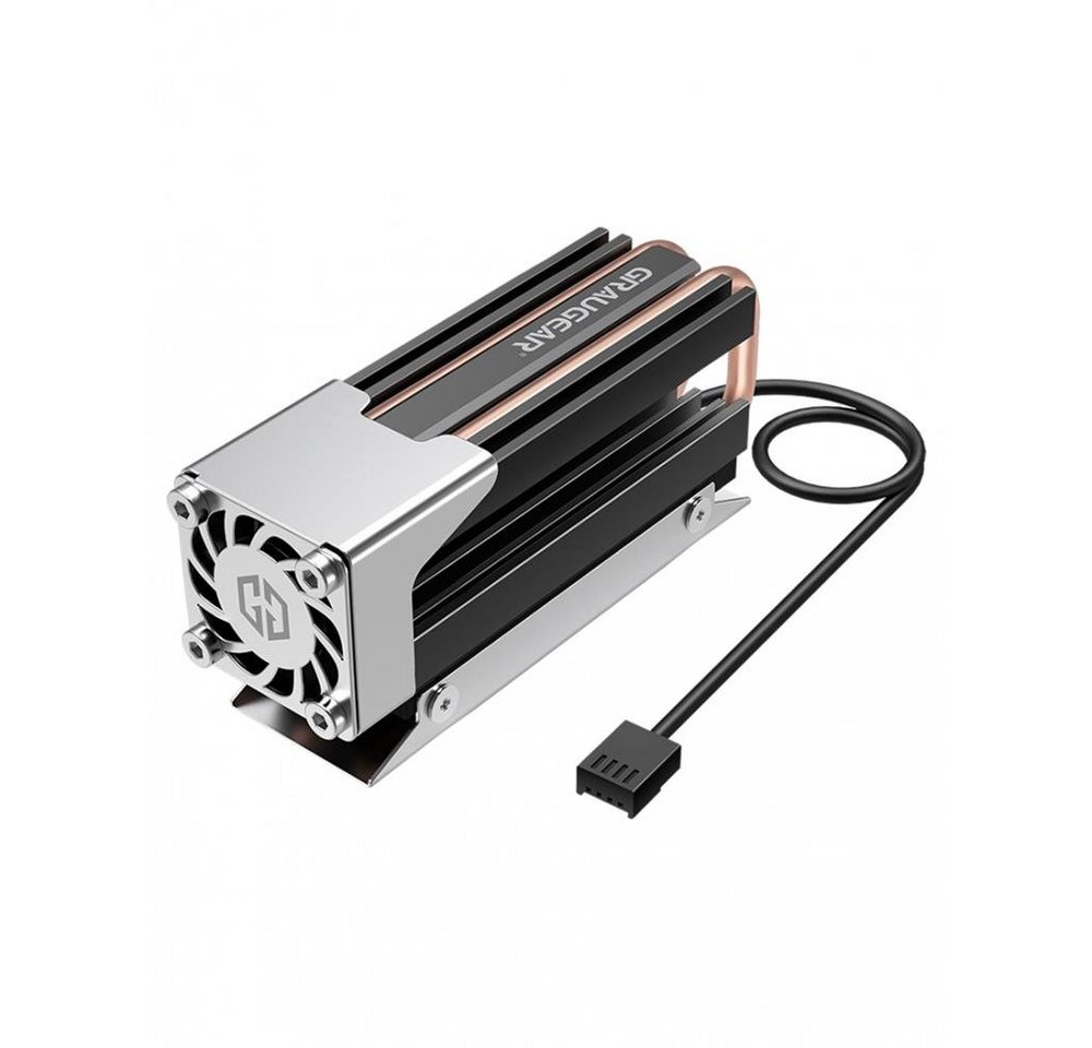 GRAUGEAR Computer-Kühler Heatpipe Kühler für M.2 2280 SSD, Kühlkörper für M.2 SSD, SSD mit PWM Lüfter, regelbar, schwarz von GRAUGEAR