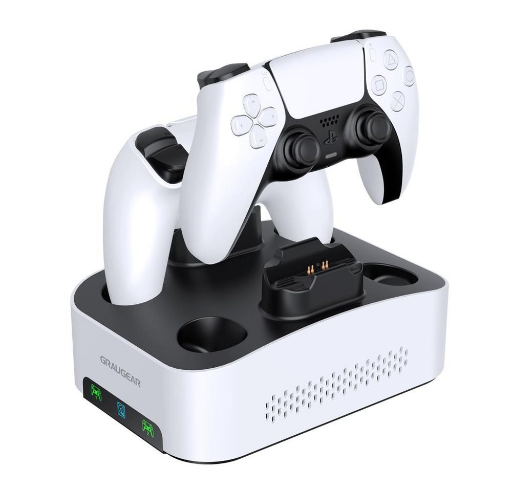 GRAUGEAR Festplatten-Gehäuse G-3506-CG, Gaming Type-C Gehäuse mit Ladestation für 2 Playstation 5 Controller von GRAUGEAR