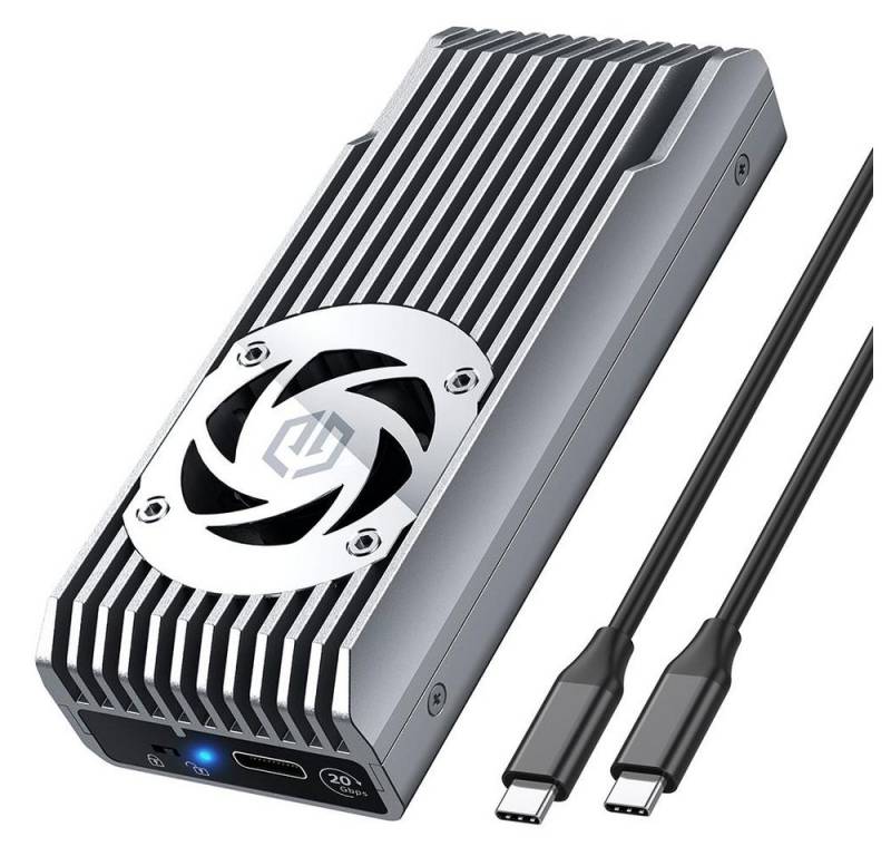 GRAUGEAR Festplatten-Gehäuse G-M206-20G-F, USB 3.2 Gen2x2, für M.2 PCIe Gen4 NVMe SSDs von GRAUGEAR