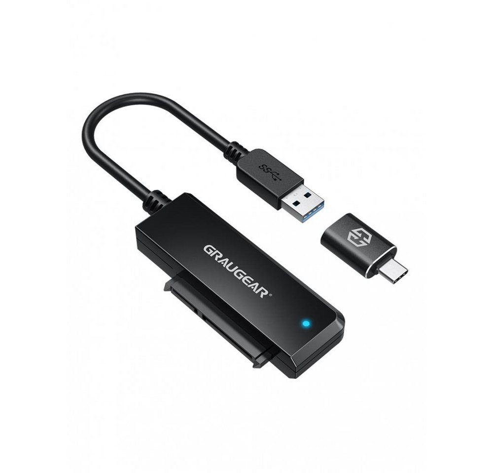 GRAUGEAR G-2500-AC-10G USB-Adapter, USB 3.2 Adapter für 2,5“ SATA HDD/SSD Festplatten, USB-A, USB-C von GRAUGEAR