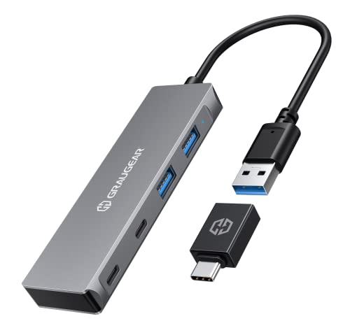 GRAUGEAR | HUB USB 3.0 | 4 Ports | 2X USB-C | 2X USB-A | Aluminium | Kabellänge 20 cm | USB Type-C Adapter | 5Gbit/s | G-HUB2A2C-AC, 18042 GRAUGEAR | HUB USB 3.0 | 4 Ports | 2X USB-C | 2X USB-A | Aluminium | Kabellänge 20 cm | USB Type-C Adapter | 5Gbit/s | G-HUB2A2C-AC, 18042 von GRAUGEAR