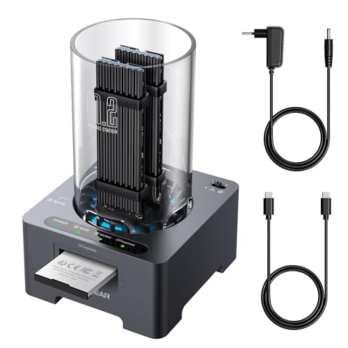 GRAUGEAR M2 Docking-Station für M.2 SSD, unterstützt M.2 SSD alle Länge, USB 3.2 Gen2, 10Gbit/s, Lüfter für aktive Kühlung. (3 in 1 Docking mit Kartenleser) von GRAUGEAR