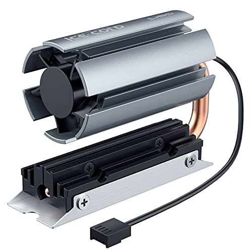 ineo Heatpipe Kühler mit PWM-Lüfter | Schwenkbarer Kühlköper für M.2 SSD (2280) | 6mm Kupfer-Heatpipe | Geschwindigkeit einstellbar Fan | M9 von GRAUGEAR