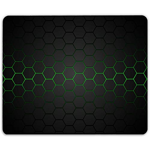 GRAVURZEILE Bedrucktes Mauspad - im Hexagon Design - Mousepad für Büro & Gaming - rutschfeste Gummi-Unterseite - 23 x 19 cm - strapazierfähig - Geschenk für Kinder & Gamer Farbe Grün von GRAVURZEILE