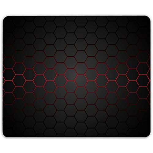 GRAVURZEILE Bedrucktes Mauspad - im Hexagon Design - Mousepad für Büro & Gaming - rutschfeste Gummi-Unterseite - 23 x 19 cm - strapazierfähig - Geschenk für Kinder & Gamer Farbe rot von GRAVURZEILE