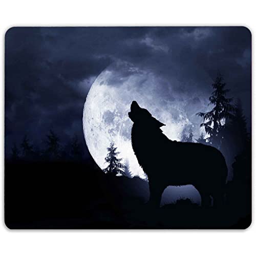 GRAVURZEILE Bedrucktes Mauspad - im Wolf Design - Mousepad für Büro & Gaming - rutschfeste Gummi-Unterseite - 23 x 19 cm - strapazierfähig - Geschenk für Kinder & Gamer von GRAVURZEILE