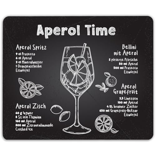 GRAVURZEILE Bedrucktes Mousepad - Aperol Time Rezepte - Mauspad für Büro & Gaming - rutschfeste Gummi-Unterseite - 23 x 19 cm - strapazierfähig - Geschenk für Arbeit Kollegen & Gamer von GRAVURZEILE