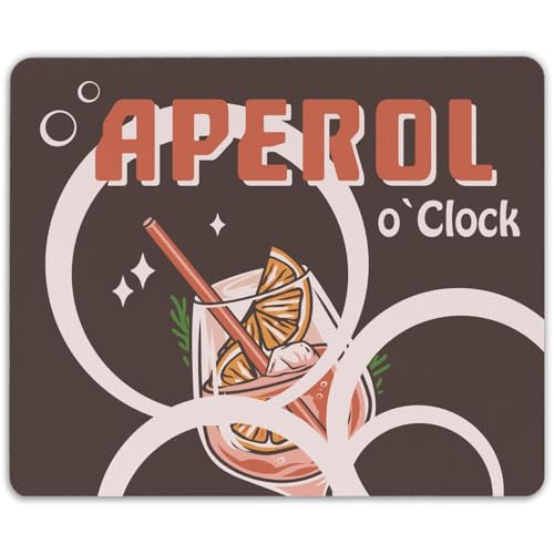 GRAVURZEILE Bedrucktes Mousepad - Aperol o' Clock - Mauspad für Büro & Gaming - rutschfeste Gummi-Unterseite - 23 x 19 cm - strapazierfähig - Geschenk für Arbeit Kollegen & Gamer von GRAVURZEILE