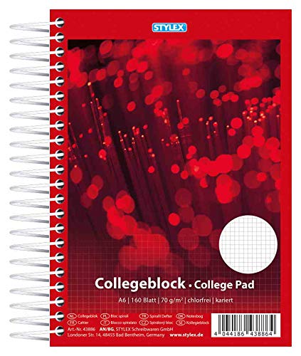 Spiral-Collegeblock / 160 Blatt / Schreibblock / DIN A6 / kariert Spiral-Collegeblock / 160 Blatt / Schreibblock / DIN A6 / kariert von GREAT BRITISH TRADING LIMITED