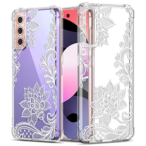 GREATRULY FL-S Schutzhülle für Galaxy S21 Plus mit Blumenmuster für Damen/Mädchen, hübsche Handyhülle für Samsung Galaxy S21+, Blumen-Design, dünn, weich, transparent, sturzsicher, aus Silikon von GREATRULY