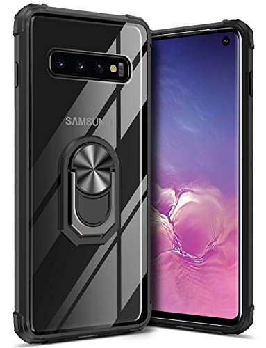 GREATRULY Schutzhülle mit Ständer für Samsung Galaxy S10, Tropfschutz, Galaxy S10, transparente Hülle, dünne Handyhülle, Only for Samsung Galaxy S10, schwarz von GREATRULY