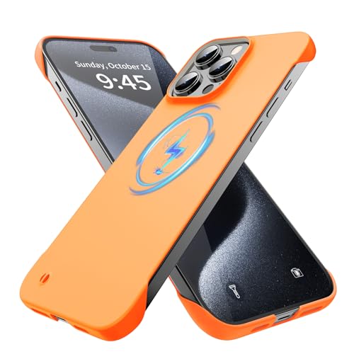 GRECAZO Magnetische schlanke Schutzhülle für iPhone 15 Pro Max Handyhülle 6,7 Zoll (2023), ultradünn, leicht, langlebig, rahmenlos, matt, harte MagSafe-Hülle mit Zugring, stoßfest, rutschfest, von GRECAZO