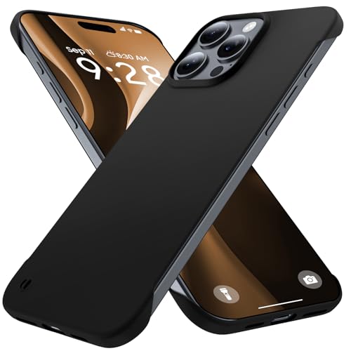 GRECAZO Schlanke, randlose Handyhülle für iPhone 16 Pro Max, 17,5 cm (6,9 Zoll), ultradünn, leicht, Rahmenlos, matt, Harte PC-Schutzhülle mit Zugring, stoßfest, rutschfestes Seil, unterstützt von GRECAZO