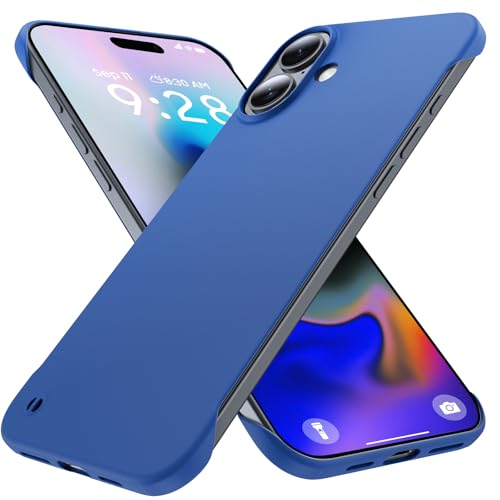GRECAZO Schlanke, randlose Schutzhülle für iPhone 16, 15,5 cm (6,1 Zoll), ultradünn, leicht, rahmenlos, matt, harte PC-Schutzhülle mit Zugring, stoßfest, rutschfestes Seil, unterstützt kabelloses von GRECAZO