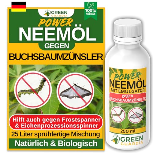 GREEN GUARDIA Power Neemöl bei Buchsbaumzünsler mit Emulgator für Garten- & Zimmerpflanzen, Neemöl Buchsbaumzünsler, 250ml sprühfertige Mischung für 25 Liter Mischung GREEN GUARDIA Power Neemöl bei Buchsbaumzünsler mit Emulgator für Garten- & Zimmerpflanzen, Neemöl Buchsbaumzünsler, 250ml sprühfertige Mischung für 25 Liter Mischung von GREEN GUARDIA