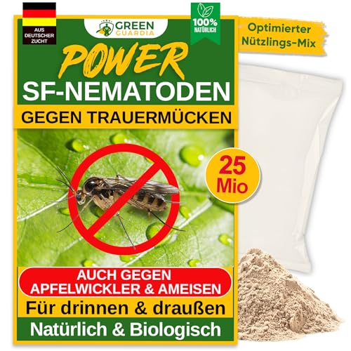 GREEN GUARDIA Power SF-Nematoden - 25 Mio. (250 Pflanzen/50m²) gegen Trauermücken – Biologisches Mittel zur effektiven Trauermücken Bekämpfung – Umweltfreundlich, chemiefrei von GREEN GUARDIA