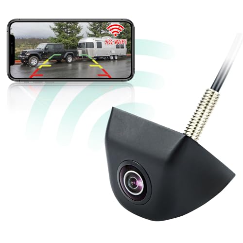 GREENAUTO WiFi Drahtloss Rückfahrkamera, 5G 720P HD Auto Rückfahrkamera für iPhone iPad Android Smart Phone Tablet mit 170 Grad Weit Betrachtungswinkel von GREENAUTO