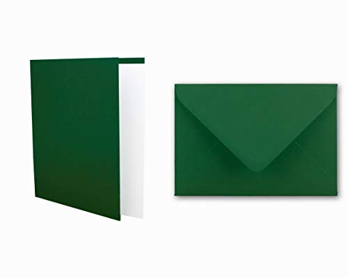 Einladungskarten inklusive Briefumschläge & Einlegeblätter - 25er-Set - Blanko Klapp-Karten in Dunkelgrün - bedruckbare Post-Karten in DIN B6 Format - speziell zum Selbstgestalten & Kreieren von GREENBOX