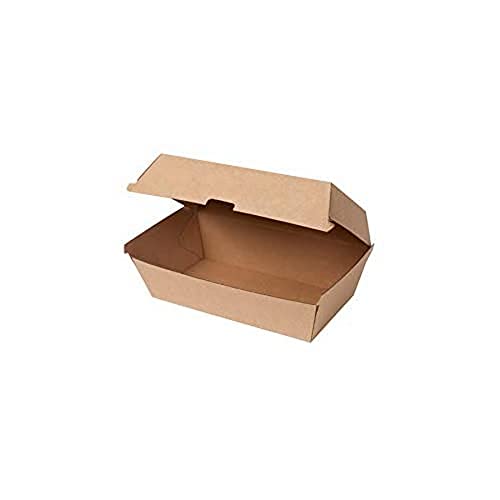GREENBOX Take Away Kraftkarton Box 50 Stück I robuste Fast Food Boxen mit hohem Klappdeckel I Snack Box aus Kraftkarton I stabile To Go Verpackung Karton braun 21,4x11,4x8,5 cm I biologisch abbaubar von GREENBOX