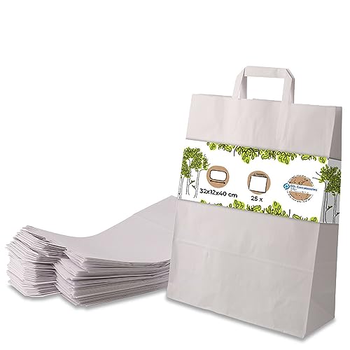GREENBOX weiße Papiertüten mit Griff I umweltschonende Papiertüte aus Kraftpapier I Geschenktüte biologisch abbaubar, Tüten kompostierbar I 25 x weiße Papiertragetaschen mit Henkel 32x12x40 cm, weiß GREENBOX weiße Papiertüten mit Griff I umweltschonende Papiertüte aus Kraftpapier I Geschenktüte biologisch abbaubar, Tüten kompostierbar I 25 x weiße Papiertragetaschen mit Henkel 32x12x40 cm, weiß von GREENBOX