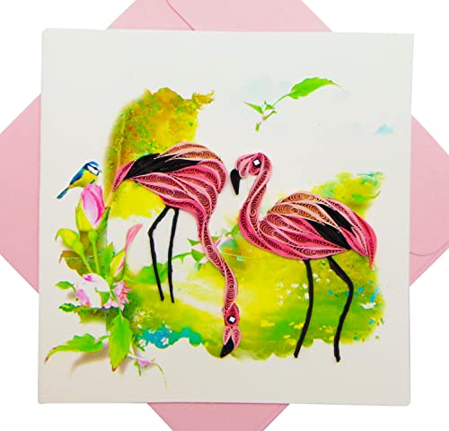 Flamingo, Quilling-Karte 3D – Einzigartige, handgefertigte Design-Grußkarte für Geburtstag, Valentinstag, Muttertag, Frühling, Vatertag, Abschlussfeier, Hochzeit, alle Anlässe,15.2 cmx15.0 cm 2 cm Flamingo, Quilling-Karte 3D – Einzigartige, handgefertigte Design-Grußkarte für Geburtstag, Valentinstag, Muttertag, Frühling, Vatertag, Abschlussfeier, Hochzeit, alle Anlässe,15.2 cmx15.0 cm 2 cm von GREENHANDSHAKE