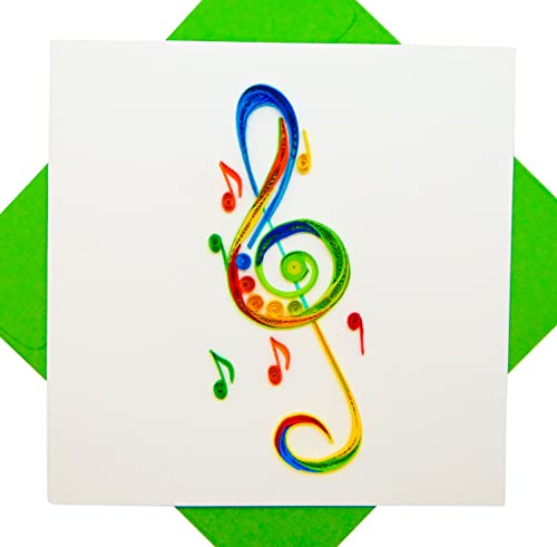 Violinschlüssel-Notenschlüssel-Notizen, Quilling-Karte 3D – Einzigartige Handarbeit, Design-Grußkarte für Geburtstag, Valentinstag, Muttertag, Frühling, Vatertag, alle Anlässe,15 0.2 cmx15.2 cm Violinschlüssel-Notenschlüssel-Notizen, Quilling-Karte 3D – Einzigartige Handarbeit, Design-Grußkarte für Geburtstag, Valentinstag, Muttertag, Frühling, Vatertag, alle Anlässe,15 0.2 cmx15.2 cm von GREENHANDSHAKE