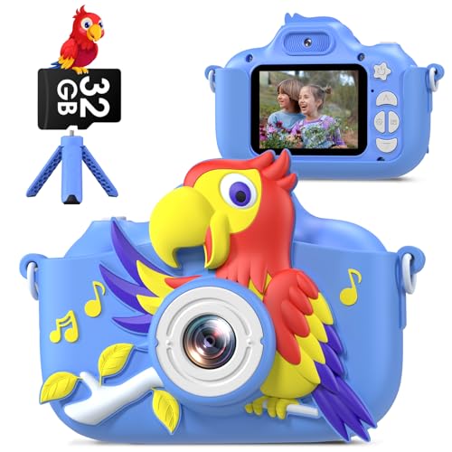 GREENKINDER Kinderkamera, Kamera Kinder mit Stativ, 1080P HD Digitalkamera Kinder, 2,0 Zoll Bildschirm, Inklusive 32GB SD-Karte, Selfie Kamera für 3-10 Jahre Mädchen und Jungen von GREENKINDER