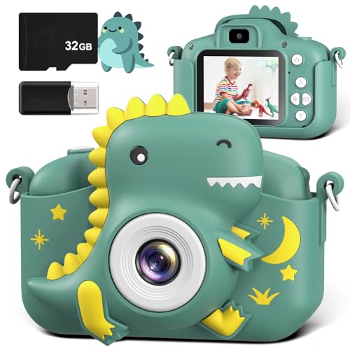 GREENKINDER Kinderkamera,2.0”-Bildschirm Kinder Kamera mit 32GB Karte, 20MP & 1080P HD Selfie Digitalkamera Kinder, Fotoapparat Kinder, Dinosaurier Geschenke für 3-12 Jahre Jungen und Mädchen von GREENKINDER