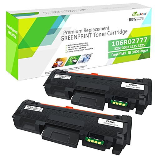 GREENPRINT Compatibe Toner Patronen 2 Schwarze 3260 3215 3225 3052 hohe Kapazität 3000 Seiten 106R02777 für Xerox Phaser 3052 3260 3260di 3260dni, Xerox WorkCentre 3215 3215ni 3225 3225dni von GREENPRINT