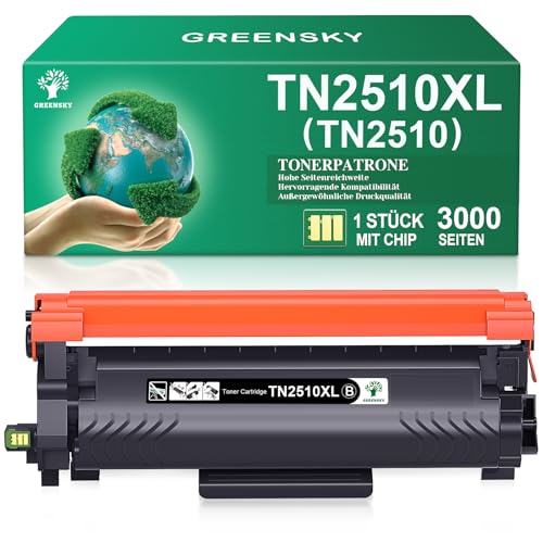 GREENSKY TN2510 TN2510XL Toner TN 2510XL TN-2510 XL Kompatibel mit Brother HL-L2400DWE HL-L2400DW HL-L2445DW DCP-L2627DWE MFC-L2800DW DCP-L2660DW DCP-L2665DW MFC-L2827DWXL MFC-L2860DWE (1 Schwarz) von GREENSKY