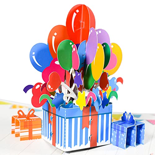 GREETING ART 3D Geburtstagskarte,Pop Up Geburtstagskarte,3D Happy Birthday Karte Pop Up Karte Geburtstag karte mit Ballon für Kinder, Frau, Mutter, Familie oder Freunde von GREETING ART
