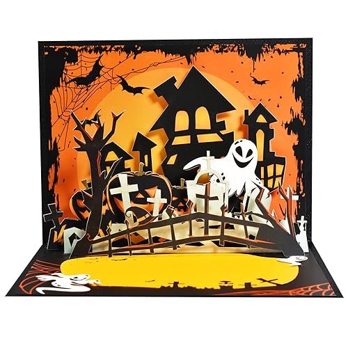 GREETING ART 3D Halloween Karte,Pop Up Halloween Karten, Halloween Grußkarten mit Umschlag, fröhliche Halloween Karten für Kinder, Freund, Freundin von GREETING ART