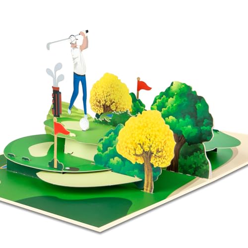 GREETING ART Golf Grußkarte,Pop Up Golf Karte zum Ruhestand, Pop Up Karte Golf – 3D Geschenkkarte zum Geburtstag, als Gutschein für Golfspieler oder Geburtstagskarte für Golfer von GREETING ART