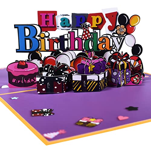 GREETING ART Happy Birthday Karte,3D Pop Up Karte Geburtstag Grußkarte,Geburtstagskarten, 3D Pop Up Karte Geburtstag mit Umschlag geburtstagskarte lustig, Grußkarte für Frauen, Männer von GREETING ART
